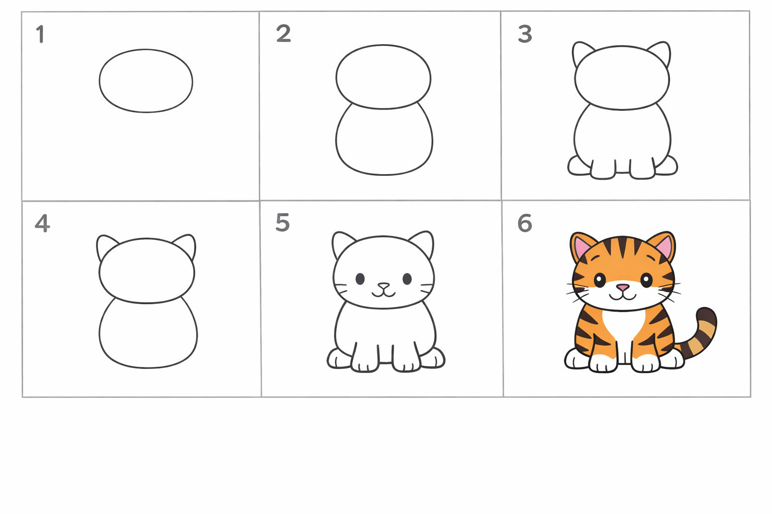 Cómo dibujar un tigre fácil para niños — paso 1