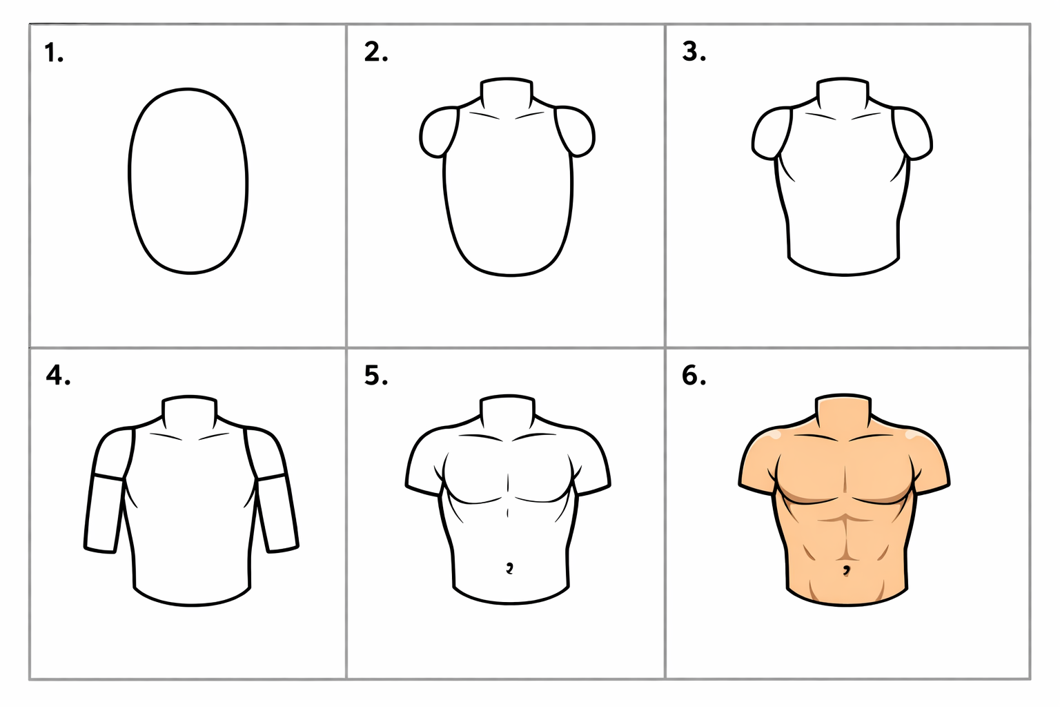 Cómo dibujar un torso para principiantes — paso 1