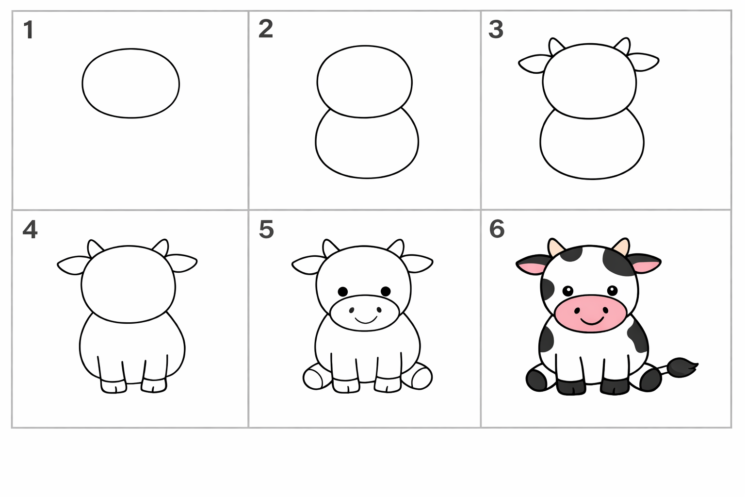 Cómo dibujar una vaca para principiantes — paso 1